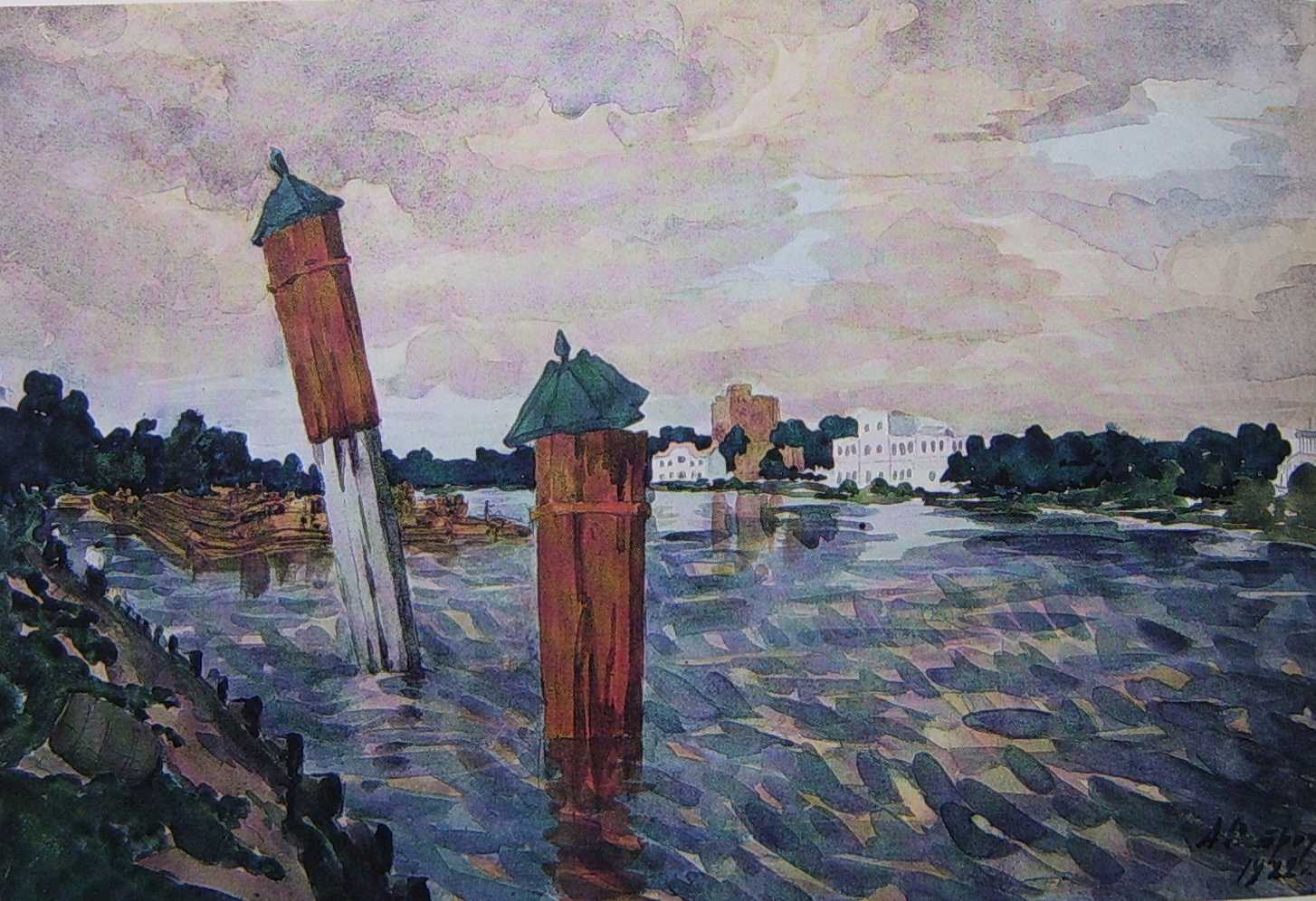 Остроумова-Лебедева.Красные столбы.1922